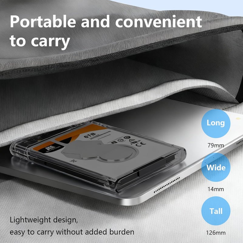 Garrulax External Hard Drive Enclosure , SATA to USB 3.0 2.5 inch SSD HDD 7mm 9.5mm Clear Hard Drive Case Supports UASP SATA (Gray) - Image 3